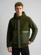 Men Olive Solid Hooded Full Sleeve Sherpa Jacket