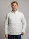 Men White Solid Turtle Neck Full Sleeve Puffer Jacket