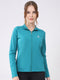 Women Teal Blue Solid Collar Full Sleeve Top