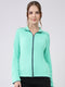 Women Green Solid Collar Full Sleeve Top
