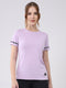 Women Purple Solid Round Neck Half Sleeve Top