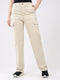 Women Beige Solid Straight Fit Cargo