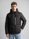 Men Black Solid Hooded Full Sleeve Puffer Jacket