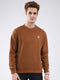 Men Brown Solid Round Neck Full Sleeve Sweatshirt