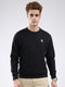 Men Black Solid Round Neck Full Sleeve Sweatshirt