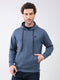 Men Blue Solid Hooded Full Sleeve Sweatshirt