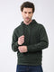 Men Olive Solid Hooded Full Sleeve Sweatshirt