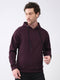 Men Maroon Solid Hooded Full Sleeve Sweatshirt
