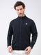 Men Navy Blue Solid Mock Neck Full Sleeve Sweatshirt