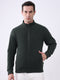 Men Olive Solid Mock Neck Full Sleeve Sweatshirt