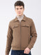 Men Brown Solid Collar Full Sleeve Knitted Jacket