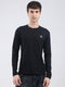 Men Black Solid Round Neck Full Sleeve Winter T-Shirt