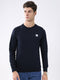 Men Navy Blue Solid Round Neck Full Sleeve Sweatshirt