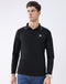 Men Black Solid Collar Full Sleeve T-Shirt