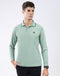Men Light Green Solid Collar Full Sleeve T-Shirt