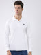 Men White Solid Collar Full Sleeve Winter T-Shirt