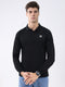 Men Black Solid Collar Full Sleeve Winter T-Shirt