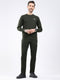 Men Olive Solid Round Neck Full Sleeve Winter Tracksuit