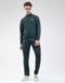 Men Dark Green Solid Mock Neck Full Sleeve Winter Tracksuit