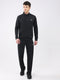 Men Black Solid Mock Neck Full Sleeve Winter Tracksuit
