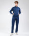 Men Dark Blue Solid Mock Neck Full Sleeve Winter Tracksuit