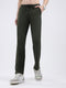 Men Olive Solid Regular Fit Winter Lower