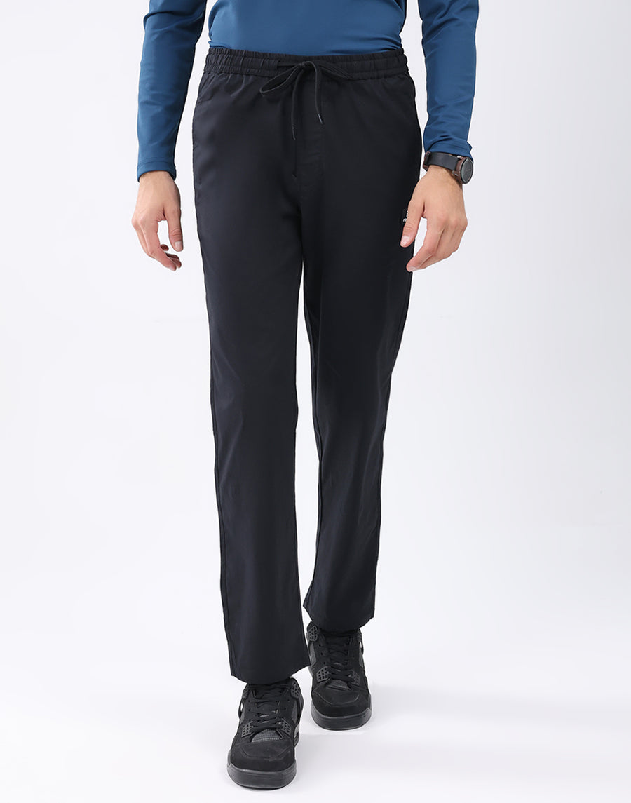 Men Black Solid Regular Fit Winter Lower
