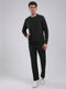 Men Olive Solid Round Neck Full Sleeve Winter Tracksuit