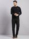Men Black Solid Round Neck Full Sleeve Winter Tracksuit