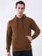 Men Brown Solid Hooded Full Sleeve Sweatshirt