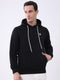 Men Black Solid Hooded Full Sleeve Sweatshirt