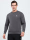 Men Grey Solid Round Neck Full Sleeve Sweatshirt