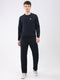 Men Navy Blue Solid Round Neck Sleeveless Winter Tracksuit