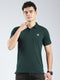 Men Green Solid Collar Half Sleeve T-Shirt