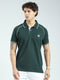 Men Green Solid Collar Half Sleeve T-Shirt