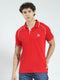 Men Red Solid Collar Half Sleeve T-Shirt