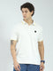 Men Off White Solid Collar Half Sleeve T-Shirt