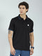 Men Black Solid Collar Half Sleeve T-Shirt