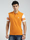Men Orange Solid Collar Half Sleeve T-Shirt