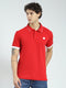Men Red Solid Collar Half Sleeve T-Shirt