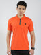 Men Orange Solid Collar Half Sleeve T-Shirt