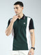 Men Green Stripe Collar Half Sleeve T-Shirt