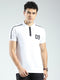 Men White Solid Collar Half Sleeve T-Shirt