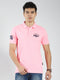Men Pink Solid Collar Half Sleeve T-Shirt