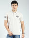 Men Beige Solid Collar Half Sleeve T-Shirt