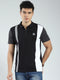 Men Black Stripe Collar Half Sleeve T-Shirt