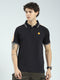 Men Black Printed Collar Half Sleeve T-Shirt