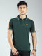Men Green Solid Collar Half Sleeve T-Shirt