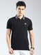 Men Black Solid Collar Half Sleeve T-Shirt