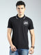 Men Black Solid Collar Half Sleeve T-Shirt